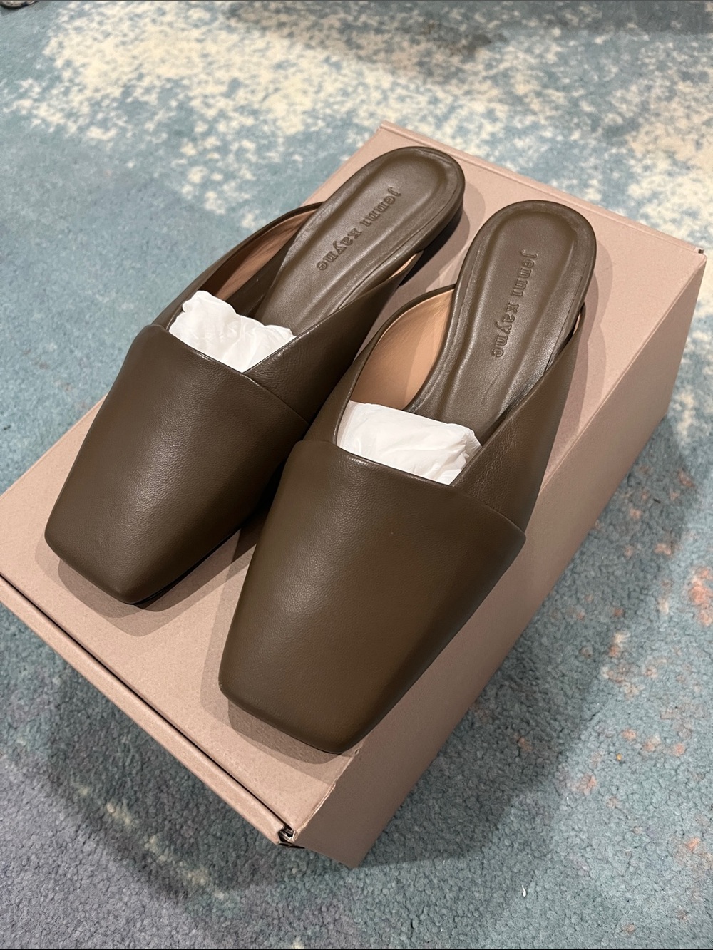 Jenni Kayne Square-Toe Leather Mia Mules